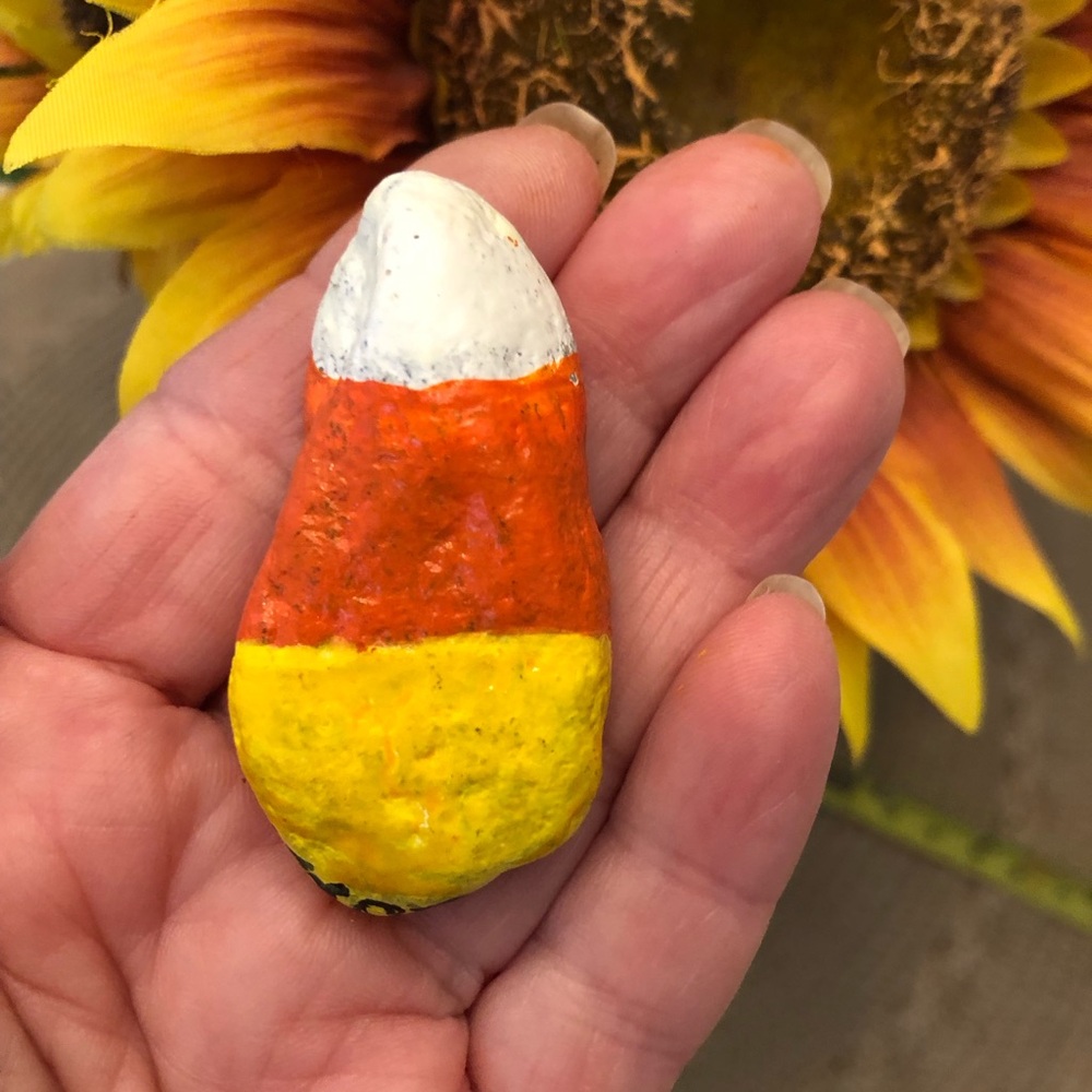 HAND-PAINTED “Candy corn ” Rock